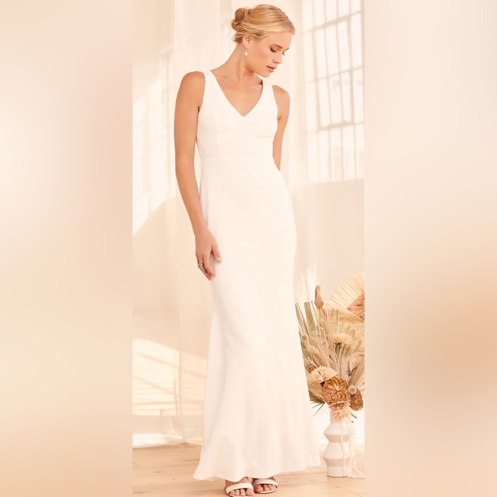 Lulus Into Your Heart White Button Back Mermaid Maxi Dress